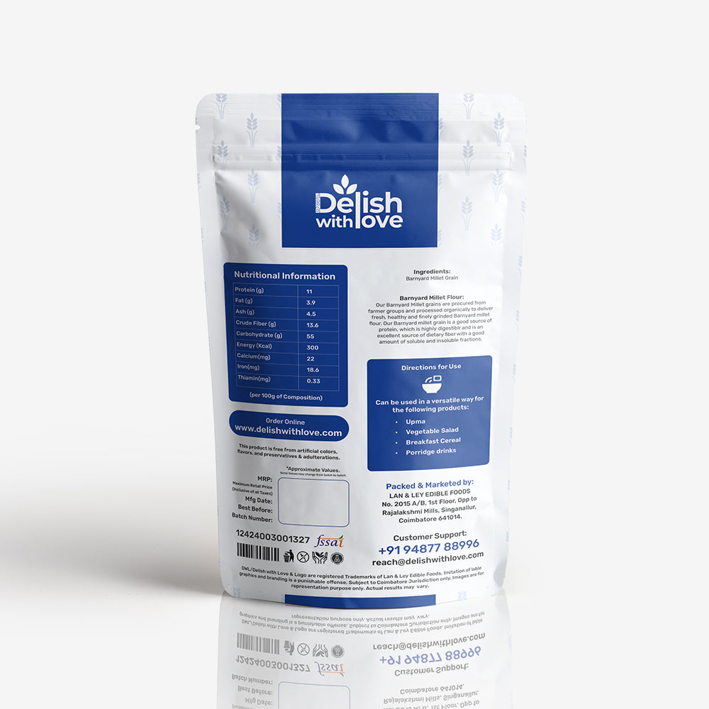 Barnyard Millet Flour| Rich in Fiber & Protein | Gut Health | Boosts Energy & Immunity | Diabetic-Friendly| Enhances Bone & Heart Health | Aids Hormonal Balance | Prevents Anemia | Weight Management