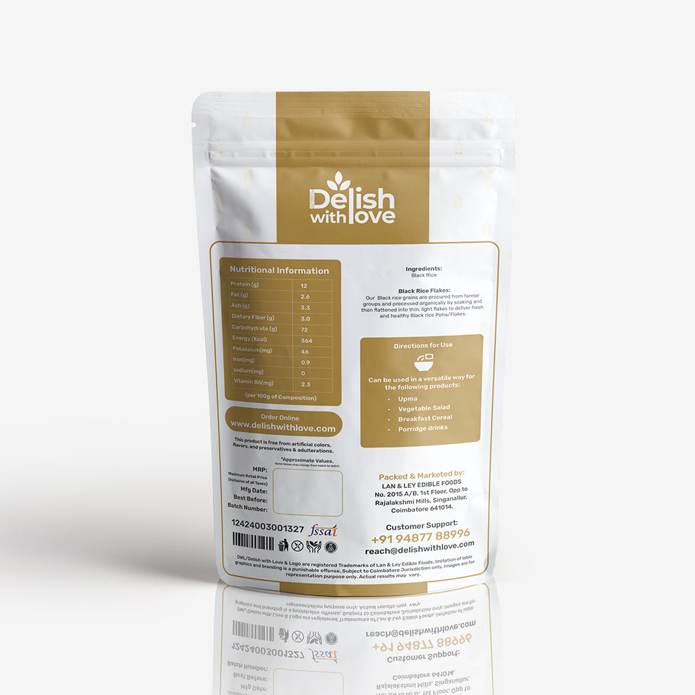 Black Rice Flakes (Karuppu Kavuni Aval / Poha) | Supports Blood Sugar Control |Rich in Antioxidant | Promotes Muscle Health (Plant-based Protein) | Aids Weight Loss | Skin Care | Gluten-Free Heritage Superfood