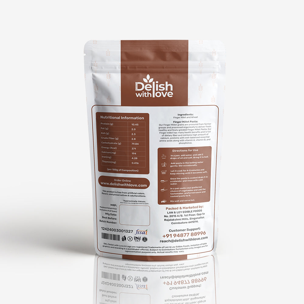 Finger Millet Pasta | High Fiber | Rich in Calcium & Iron | Supports Weight Management | Heart-Healthy  |  Nutrient-Rich | Guilt-Free Indulgence | Quick & Versatile | Alternative to Regular Pasta
