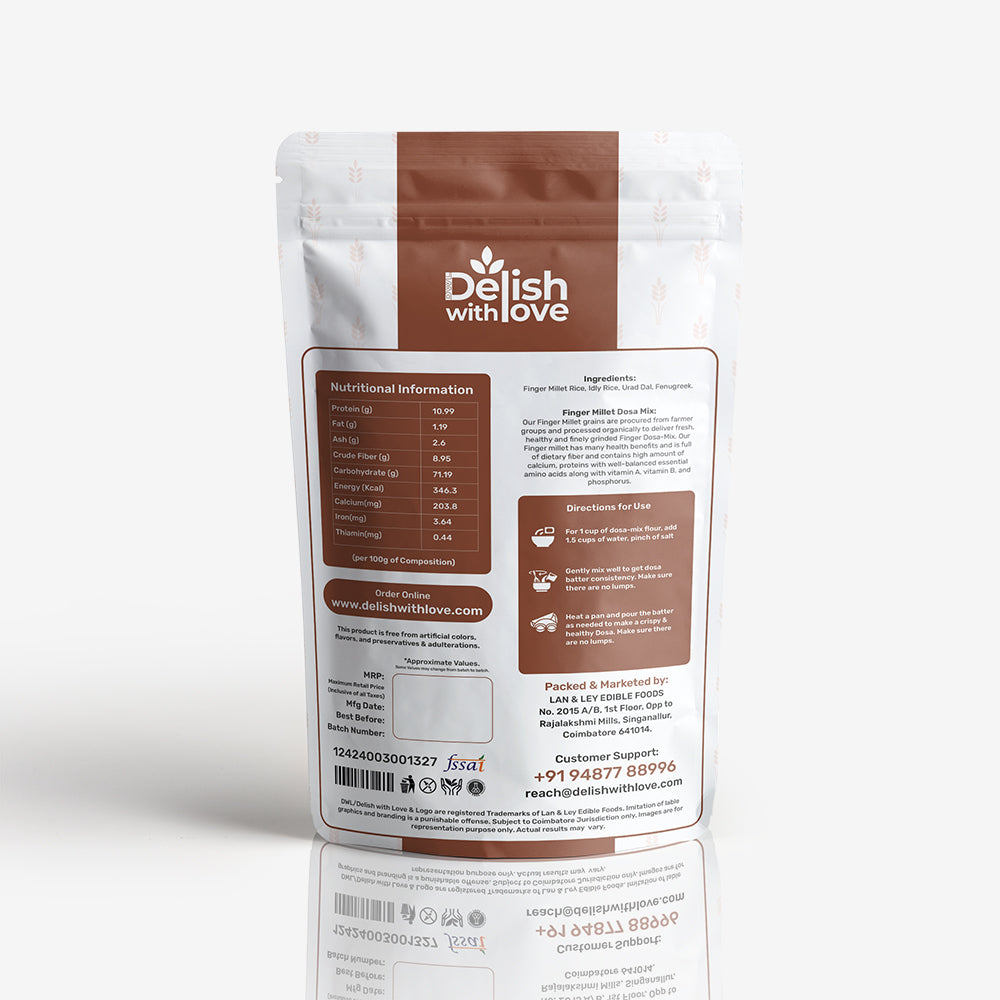 Sprouted Finger Millet Dosa-Mix | Rich in Protein, Iron & Calcium | Diabetic-Friendly | Weight Management | Boosts Lactation & Bone Health | Supports Women’s Wellness & Children’s Growth | Boosts Metabolism & Vitality