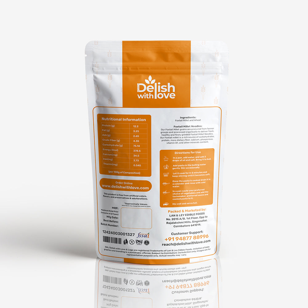Foxtail Millet Noodles | Rich in Fiber, Protein & Magnesium | Supports Digestion & Weight Control| Promotes Bone Health | Guilt-Free Indulgence | No Preservatives | Alternative to Regular Noodles