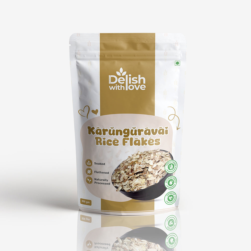 Karunguruvai Flakes ( Aval / Poha) | High in Fiber | Regulates Blood Sugar | Supports Bone Health | Gluten-Free Heritage Superfood