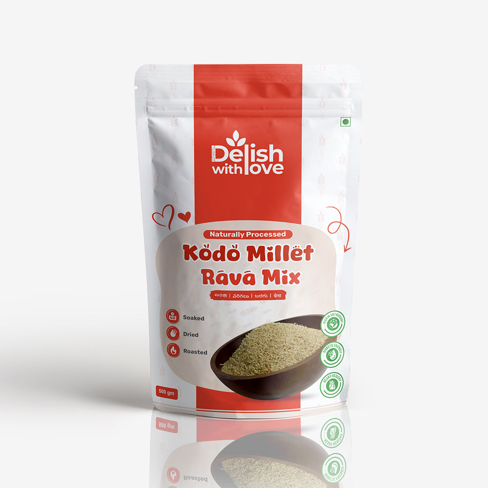 Kodo Millet Rava Mix | Unpolished & Gluten-Free | Fiber-Rich | Aids Digestion | Boosts Immunity | Supports Heart & Kidney Health | Plant-based Superfood