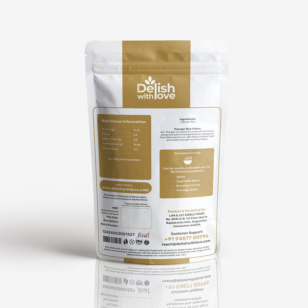 Poongar Flakes ( Aval / Poha) | High in Fiber | Aids Weight Loss | Promotes Digestive Health | Boosts Energy & Vitality | Gluten-Free Heritage Superfood