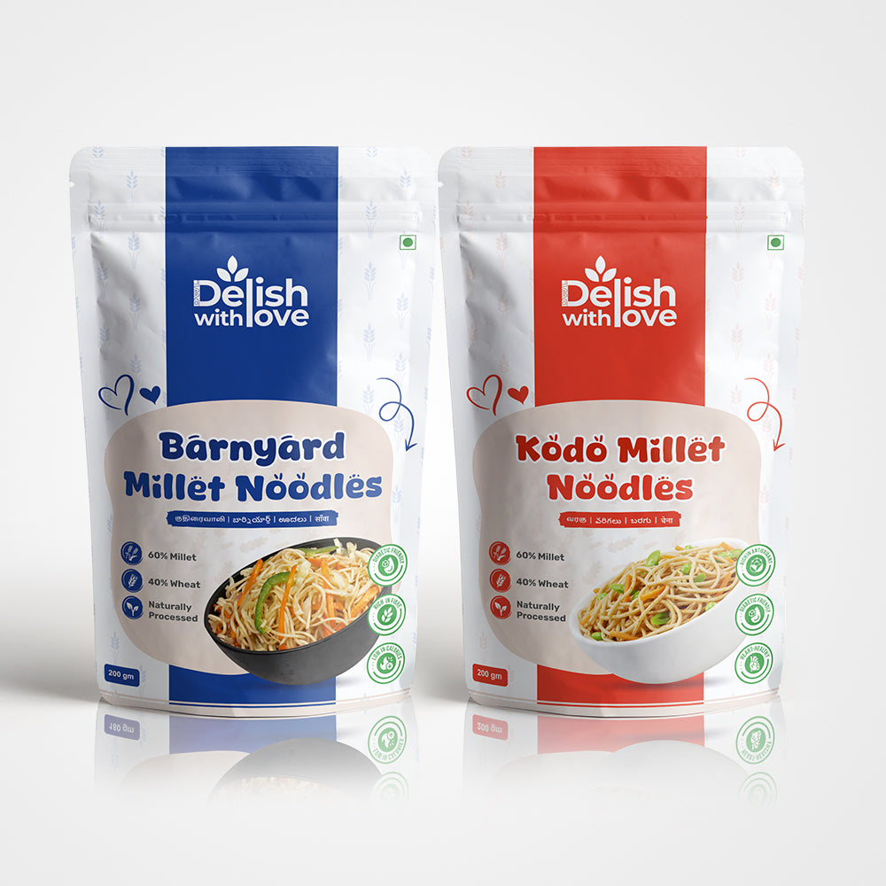 Siridhanaya Millet Noodles Combo Pack  - (Kodo Millet Noodles - 200g, Barnyard Millet Noodles- 200g)| Family-Friendly Pack | Nutritious | Gluten-Free Superfood | Positive Millets