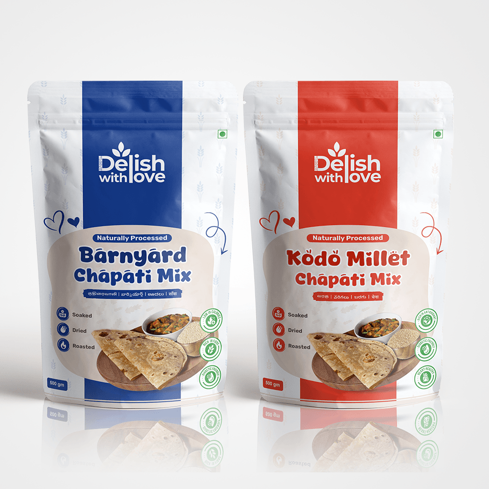 Siridhanaya Millet Chapati-Mix Combo Pack  - (Kodo Millet Chapati Mix - 500g, Barnyard Millet Chapati Mix - 500g ) | Family-Friendly Pack | Nutritious | Gluten-Free Superfood | Positive Millets