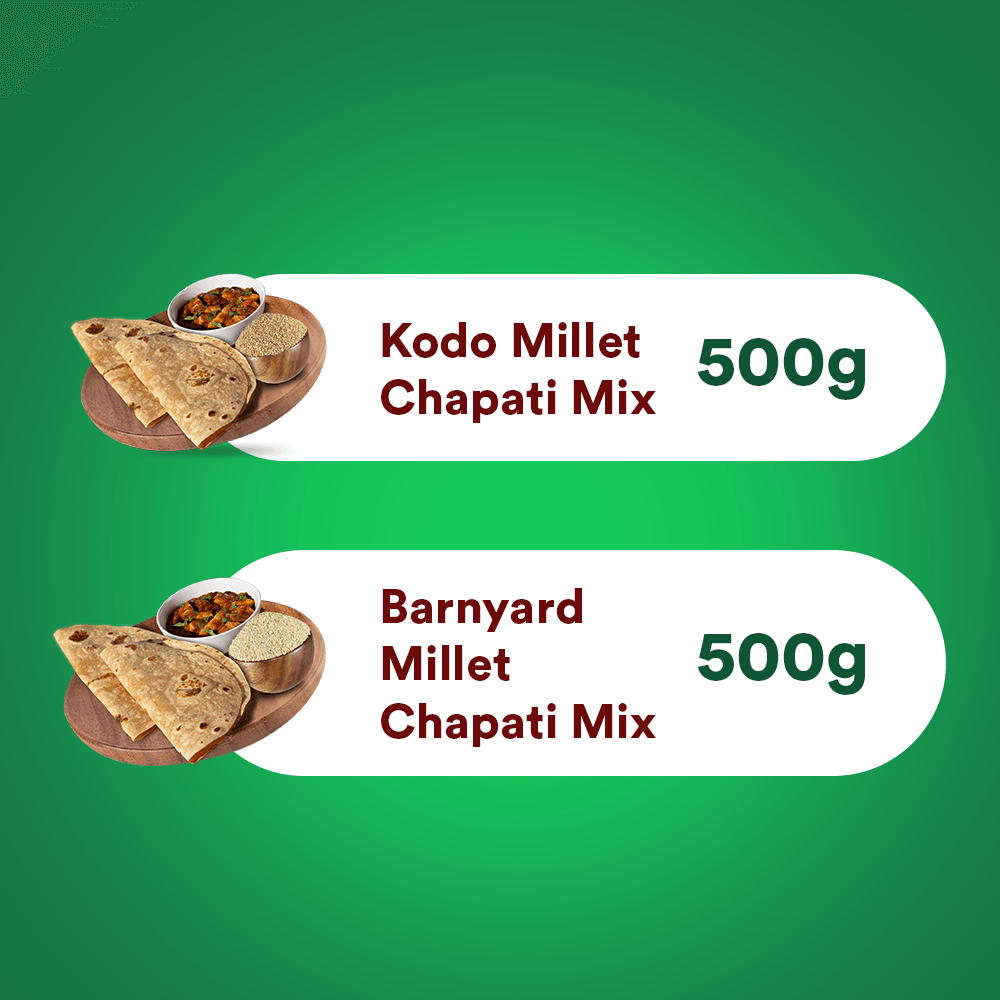 Siridhanaya Millet Chapati-Mix Combo Pack  - (Kodo Millet Chapati Mix - 500g, Barnyard Millet Chapati Mix - 500g ) | Family-Friendly Pack | Nutritious | Gluten-Free Superfood | Positive Millets