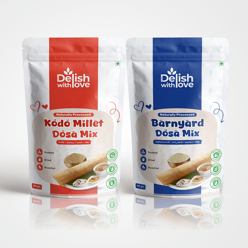 Siridhanaya Millet Dosa-Mix Combo Pack  - (Kodo Millet Dosa-Mix - 500g, Barnyard Millet Dosa Mix - 500g) | Family-Friendly Pack | Nutritious | Gluten-Free Superfood | Positive Millets