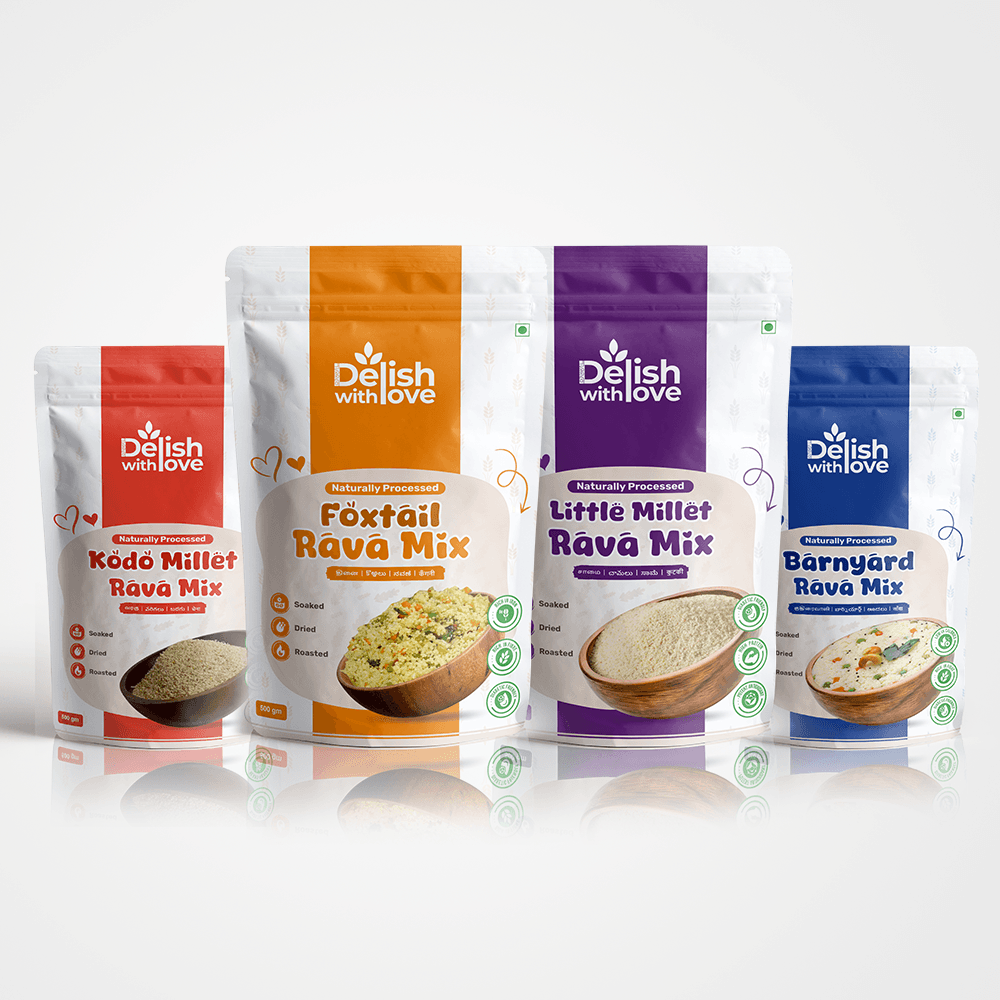Siridhanaya Millet Rava-Mix Combo Pack  - (Kodo Millet Rava Mix -250g, Barnyard Millet Rava Mix - 250g, Foxtail Rava Mix - 250g, Little Millet Rava Mix - 250g ) | Family-Friendly Pack | Nutritious | Gluten-Free Superfood | Positive Millets