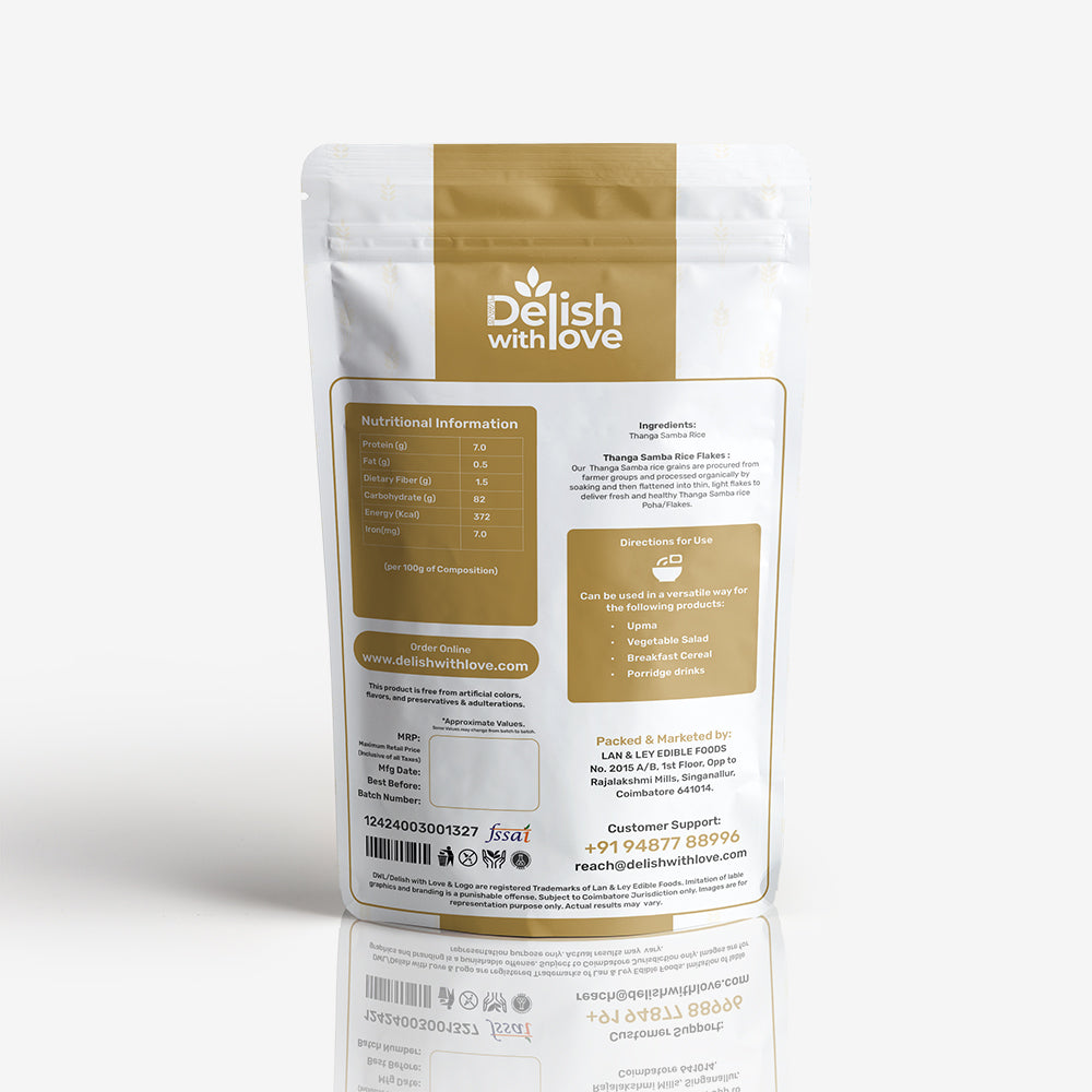 Thanga Samba Flakes ( Aval / Poha) | High in Fiber | Enhances Energy Levels | Promotes Heart Health | Gluten-Free Heritage Superfood